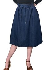 M L Vtg 70s Wrap Skirt Denim Blue Jeans Side Pockets Tie Belted Sears Boho Hippy