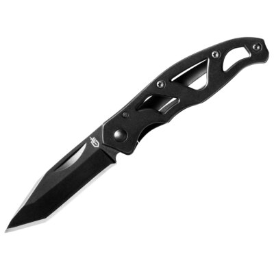 Gerber Paraframe Mini, 2-Hand-Messer aus Edelstahl mit Tanto-Klinge, schwarz
