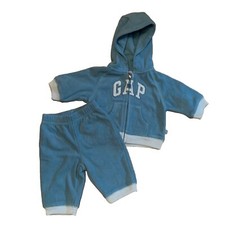 Blue Baby Gap Jogger Set Hooded Jacket Pant Zip Hooded Shirt 2 Pc Outfit NB-3M