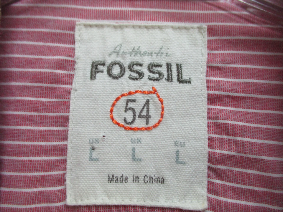 Fossil Button Up Shirt Large Adult Pink Long Sleeve Pocket Casual Cotton Mens L - Image 4 of 4