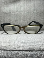 Vintage 1950's black horn-rim CAT EYE frames glasses BAUSCH & LOMB 4 1/4-5 1/2