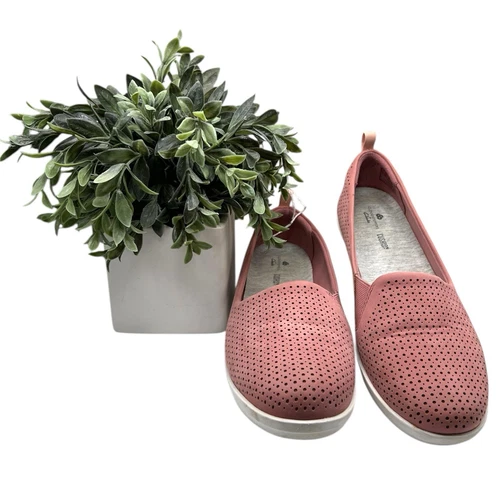 Mocassino donna Clarks Cloudsteppers Ayla Blair nuovo con etichette piatto rosa nabuk taglia 8 5 W