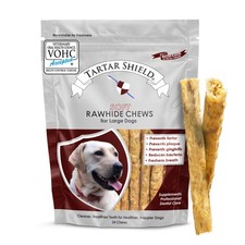 Tartar Shield Soft Rawhide Chews for Large Dogs, Vet VOHC Approved Dental Treats