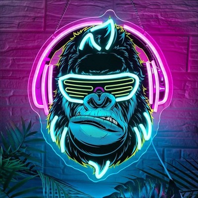 Monkey Gamer Neon Sign USB Dimmable LED Neon Light for Bedroom Gaming Room Bar P
