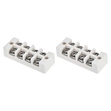 2Pcs 4 Way TB Ceramics Terminal Blocks with Copper Iron Conductors, 67x25x17mm