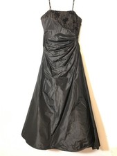 Y2K Vtg 100% Silk Beaded Midnight Garden Dark Fairy Ruched Strapless Dress 14