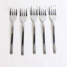 Lot Of 5 Unbranded Stainless Steel Japan Flatware Woven/Basketweave Salad Forks