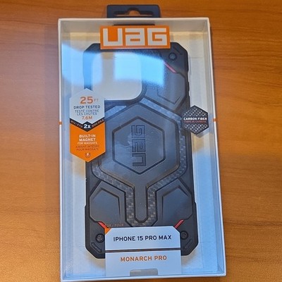UAG Monarch Pro Case for iPhone 15 Pro Max, Carbon Fiber, Black, MagSafe