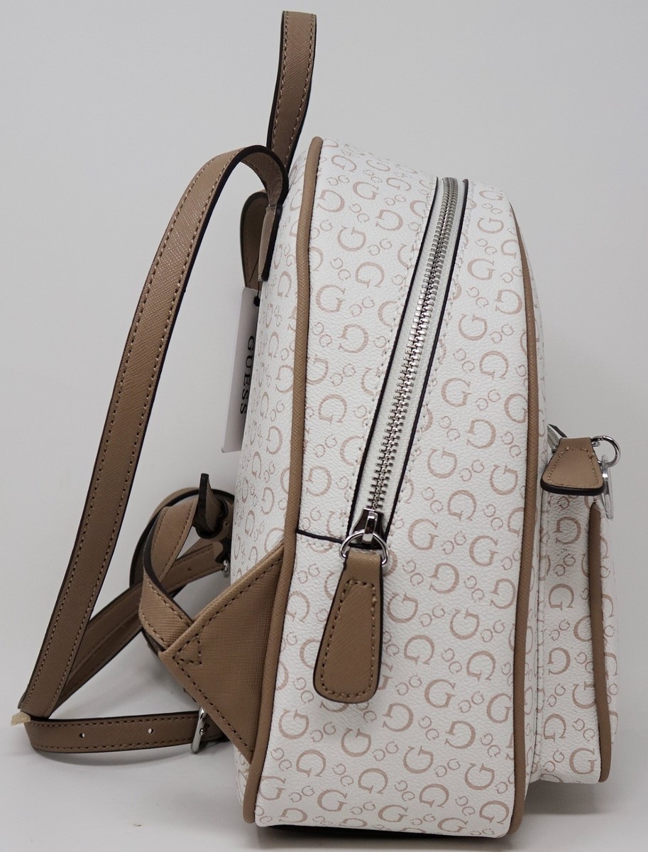 Guess White and Brown Two-Tone Backpack with Monogram Flap Guess Backpacks ? 40-80% off! | Style Meets Function - Trendyol main image 3