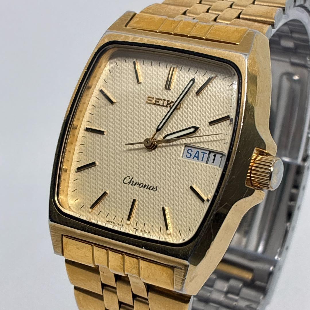 Seiko Men's Gold Quartz Chronos Watch Used Tested From Japan