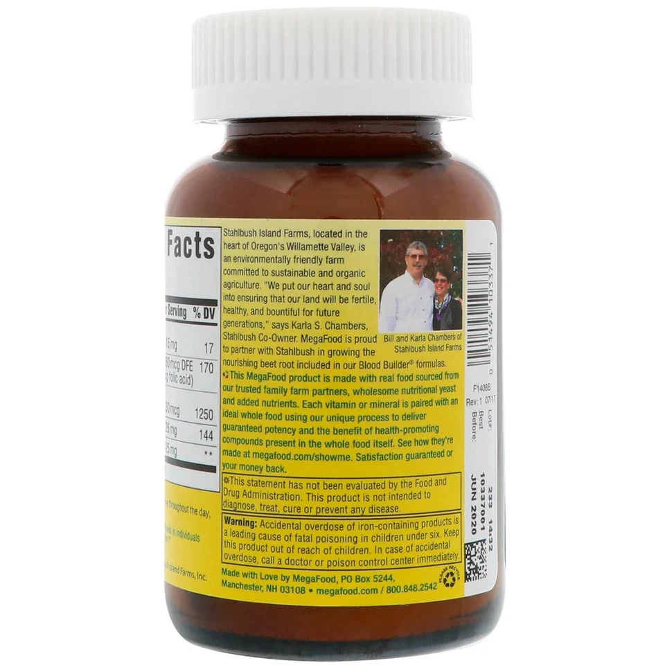 MegaFood Blood Builder Minis 60 Tablets Dairy-Free, Gluten-Free, Kosher, NSF - Image 3 of 3