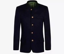 Blue Trachten German Bavarian Jacket Handmade Tyrol Loden Austrian Wool Jacket