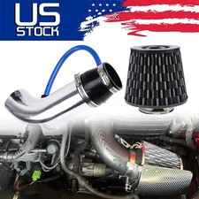 Set 3'' Car Cold Air Intake System Turbo Induction Pipe Tube Filter Silver Alloy