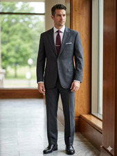 Brooks Brothers 346 Stretch Charcoal Pinstripe Suit Jacket Pleated Trousers