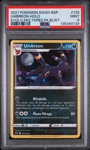 Umbreon SWSH129 PSA 9 Black Star Promo Cosmos Holo Pokemon - Mouth Swirl
