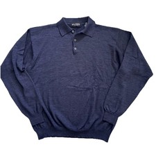 Brandini Mens 100 Extrafine Merino Wool Mens Polo Sweater L Italy