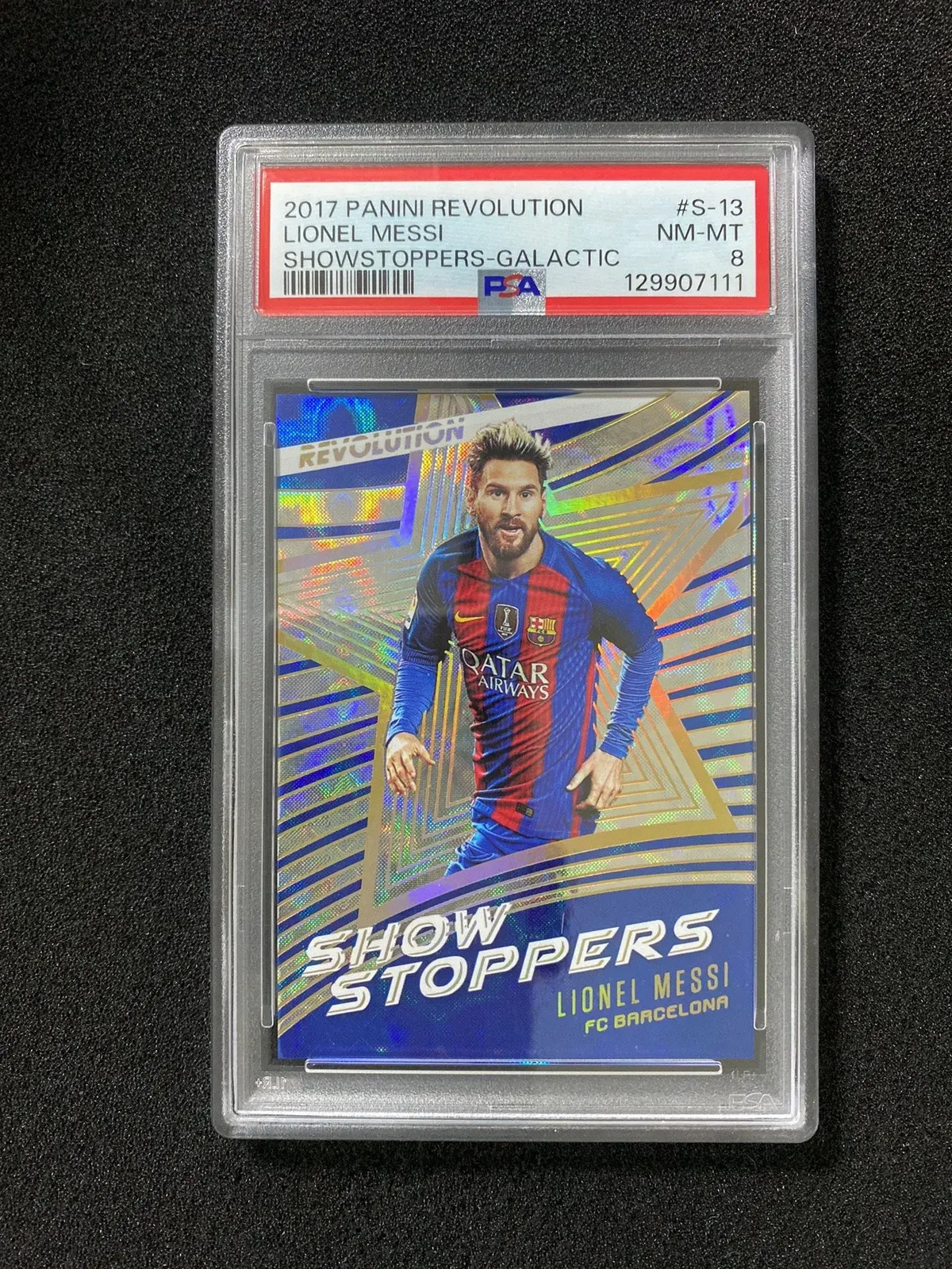 2017 Panini Revolution Showstoppers Galactic #S-13 Lionel Messi PSA 8 QI95