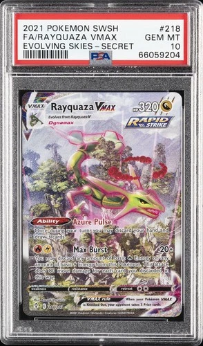 2021 POKEMON SWORD & SHIELD EVOLVING SKIES SECRET FULL ART/RAYQUAZA VMAX PSA 10