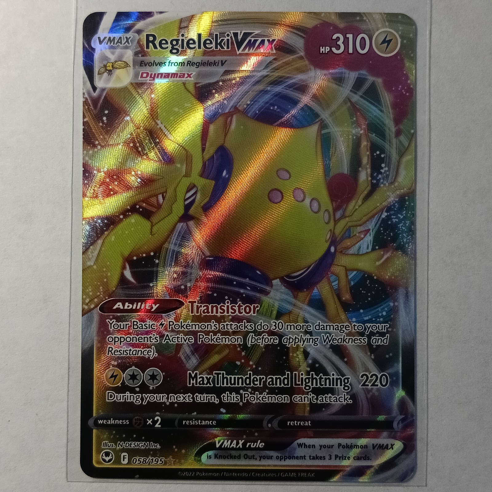 Pokemon Card Regieleki VMAX 058/195 Silver Tempest Full Art Near Mint