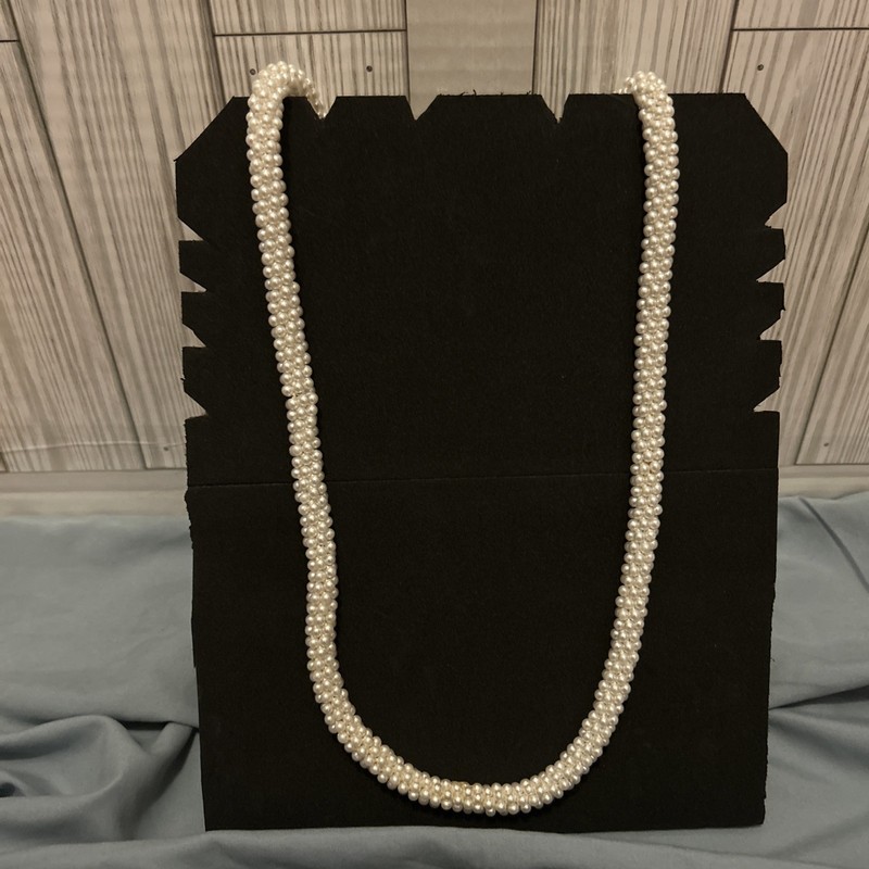 Vintage Necklace with White Pearly Beads 36” long