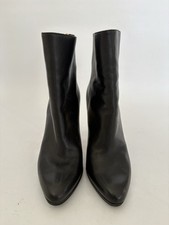 Jimmy Choo 074BELLA Black Calf Leather Ankle Bootie Zip Gold Trim Boots EU 36.5