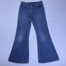 Vtg Levi 784-0917 Student 29x30 30x29 Bell Bottom Faded Blue Jeans Orange Tab