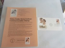 Helen Keller 15c Stamp Souvenir Page Fdc Sc#1824 + Fleetwood Cachet Cover-1980