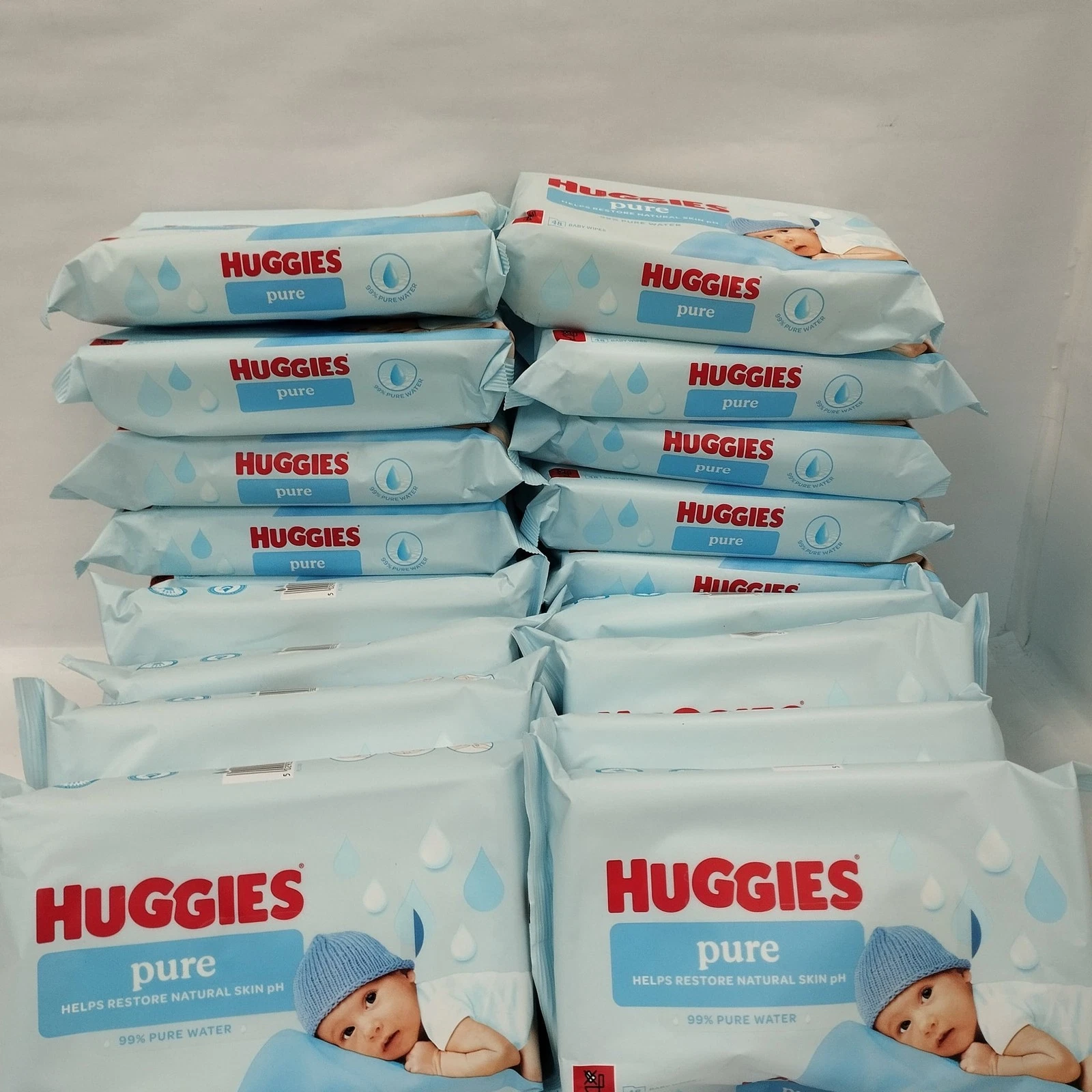 Huggies Pure 0% Plastic Baby Wipes for Hand Face & Bottoms - 48 Wipes x 28 Packs