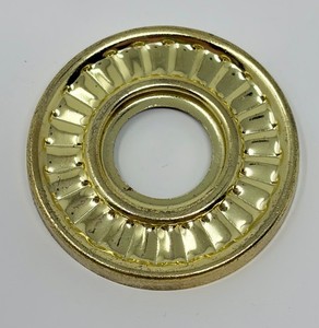 Vintage Round Brass Doorbell Button Cover Plate Escutcheon Mid Century Hardware