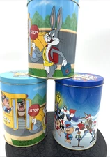 Lot Of 3 1989 Beach’s Warner Brothers Metal Tin Cans Looney Tunes
