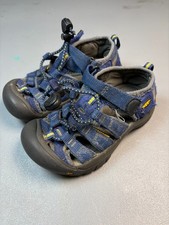 KEEN Kids Waterproof Sport Sandals Navy Blue Yellow Bungee Cord Toe Protection