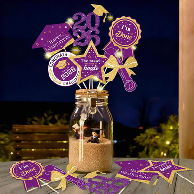 Graduation Party Centerpieces Decorations for Tables Class of 2026-30Pcs Glitter