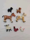 Vintage Fisher Price 1970s  Farm Animals Lot Of 7 w/ Black Pig #117 Or #915