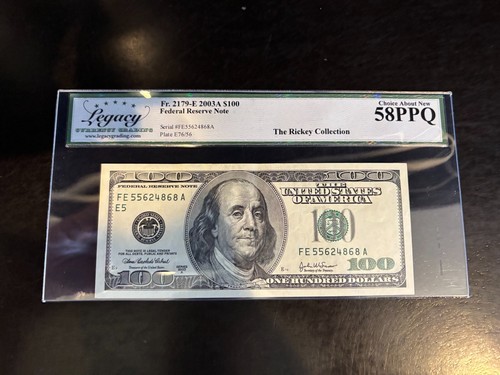 DBR 2003-A $100 FRN Richmond Fr. 2179-E Legacy 58 PPQ Serial FE55624868A - Picture 1 of 2