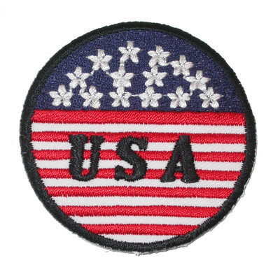 Iron On Patch Applique - Round USA Stars N Stripes  2 ''x 2'' 50mm x 50mm