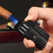 GALINER Butane Gas Lighter 4 Torch Jet Blue Flame Luxury Rare Lighters with Box