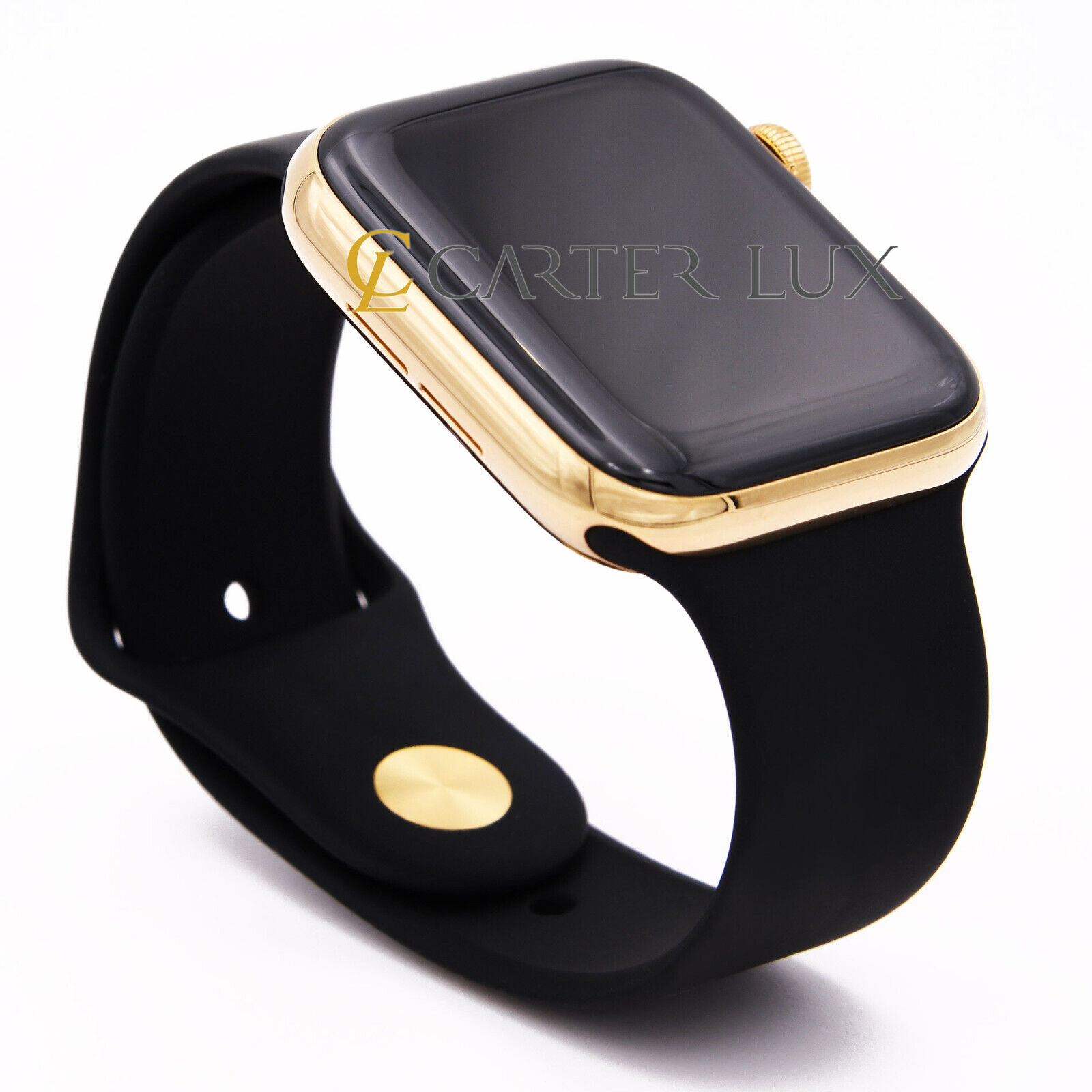 41mm Apple Watch SERIES 8 (GPS + Cellular) Custom 18k Gold Plated w/Black  Sport