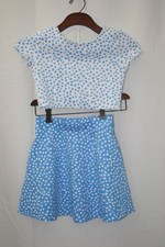 Lilly Pulitzer Girl's Blue White Polka Dot Set Skirt Crop Top 004372 Sz 8