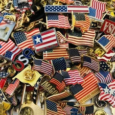 USA American Flag Patriotic Lapel Pin Lot of 20 - Random Mix