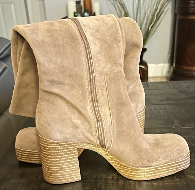 Gianni Bini Leather/Suede Knee High Boots Size 9.5 Tan New Without Box