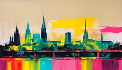 Köln Skyline Abstrakt 01 180x100 cm XXL Bilder Poster/Leinwand/Gallery Acrylglas