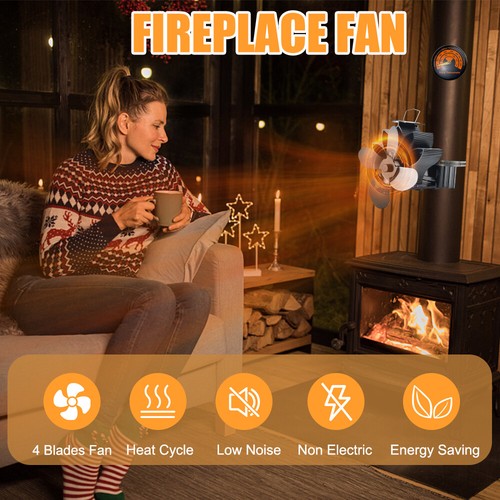 Wood Stove Fan Hanging Fireplace Fan 4 Blades for Home Wood Burning Stove K7C3 - Picture 4 of 12