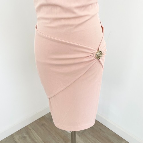 Guess Zama Button Detail Dress Sleeveless Bodycon Knit Mellow Pink Size 8 New - Picture 7 of 11