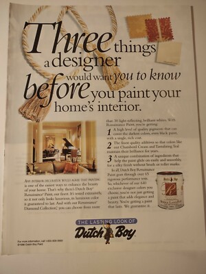 Dutch Boy Lasting Look Three Things Designer Would Want Vintage 1990s Print Ad
