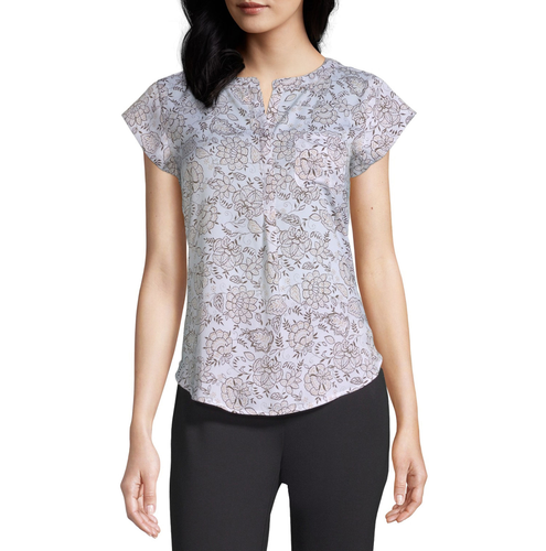 liz claiborne womens crew neck short sleeve blouse