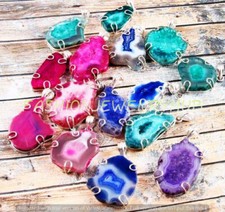 Quartz Druzy Gemstone Ethnic Handmade Pendant 10pcs Lot FP-1262
