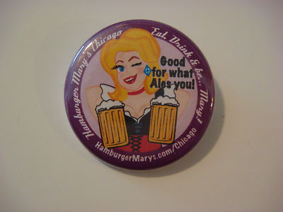 Beer Button Anstecknadel Hamburger Mary's Chicago Eats Gut Für Was ALES Dich