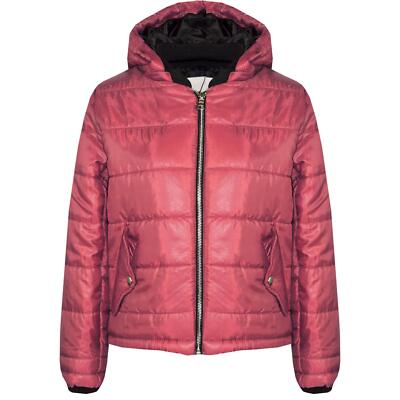 Mädchen Jacke Kinder Bella Hochglanz weinrot Kapuze wattiert Stepp Puffer Jacken