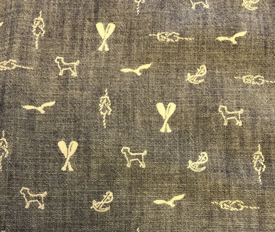 OLD NAVY Size L (10/12) Boys Long Sleeve Summer Jean Shirt Nautical Dog Theme - Image 4 of 4