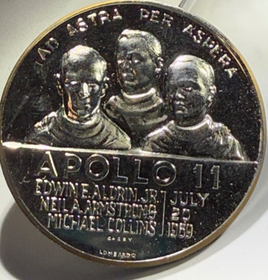 NASA Apollo 11 First on the Moon 1969 Lombardo Mint Medal (TC